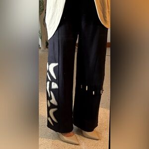 Jacques Ruc Vintage from Animale Line Black Linen/Rayon Wide-Leg Artsy Pants